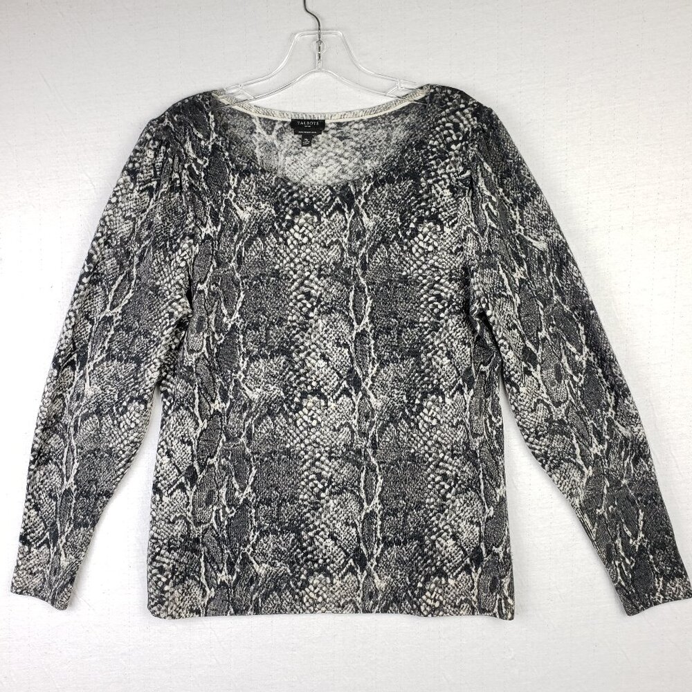 Talbots 100% Merino Wool Sweater Light Pullover Python Print Snakeskin size MP